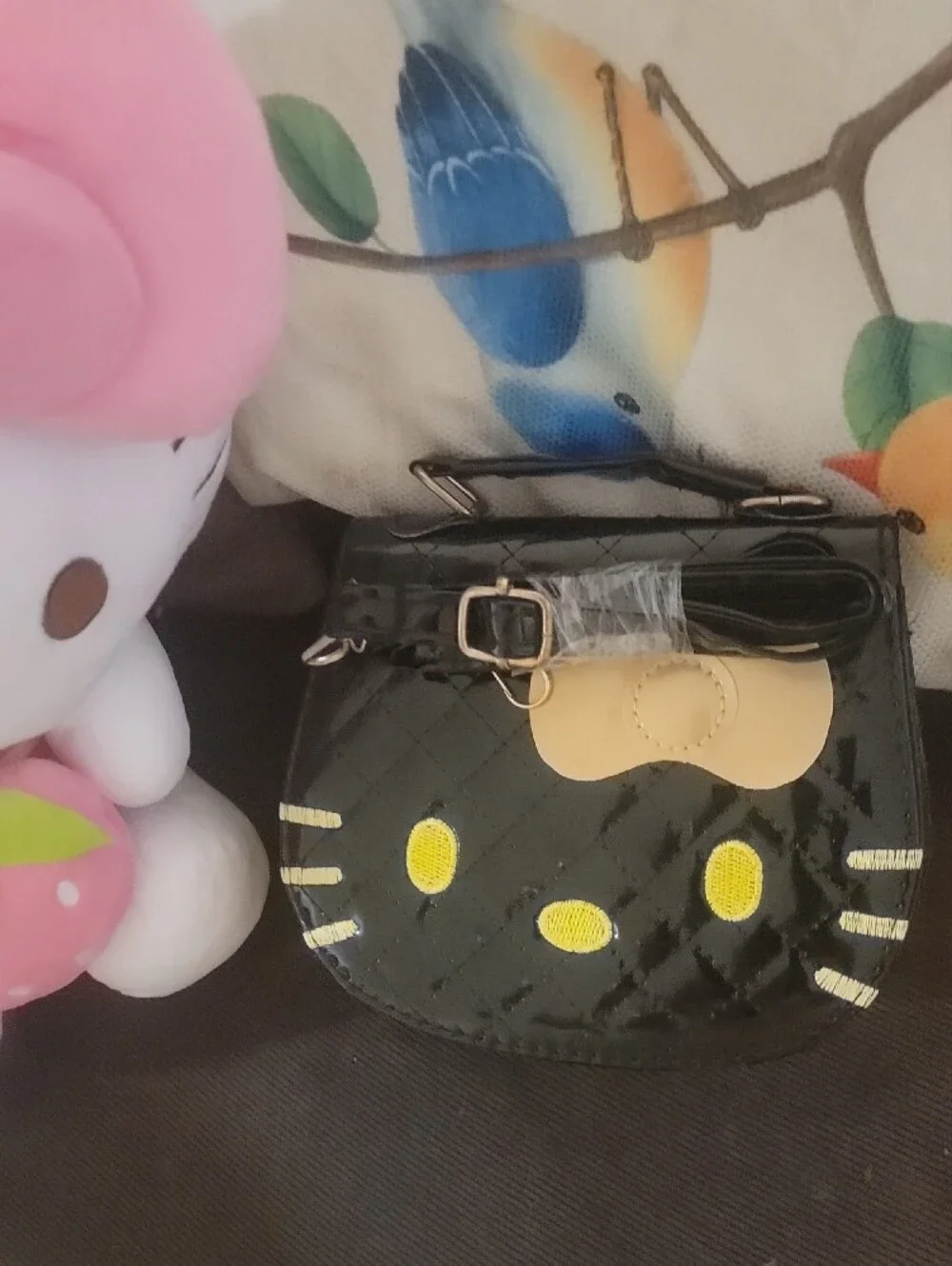 Hello Kitty Black Mini Purse with Gold Bow Accent